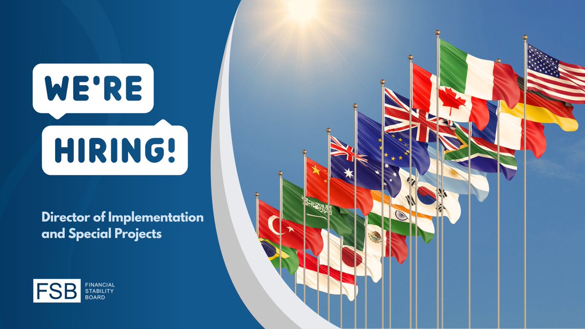 FinStbBoard's tweet image. 📢 We’re hiring a Director of Implementation and Special Projects to manage the support for the FSB’s work on the implementation of reforms and evaluation of the effects of those reforms.
📅 Apply by 5 August bit.ly/3Iy45KV
#FinancialStabilityBoard #ReformImplementation