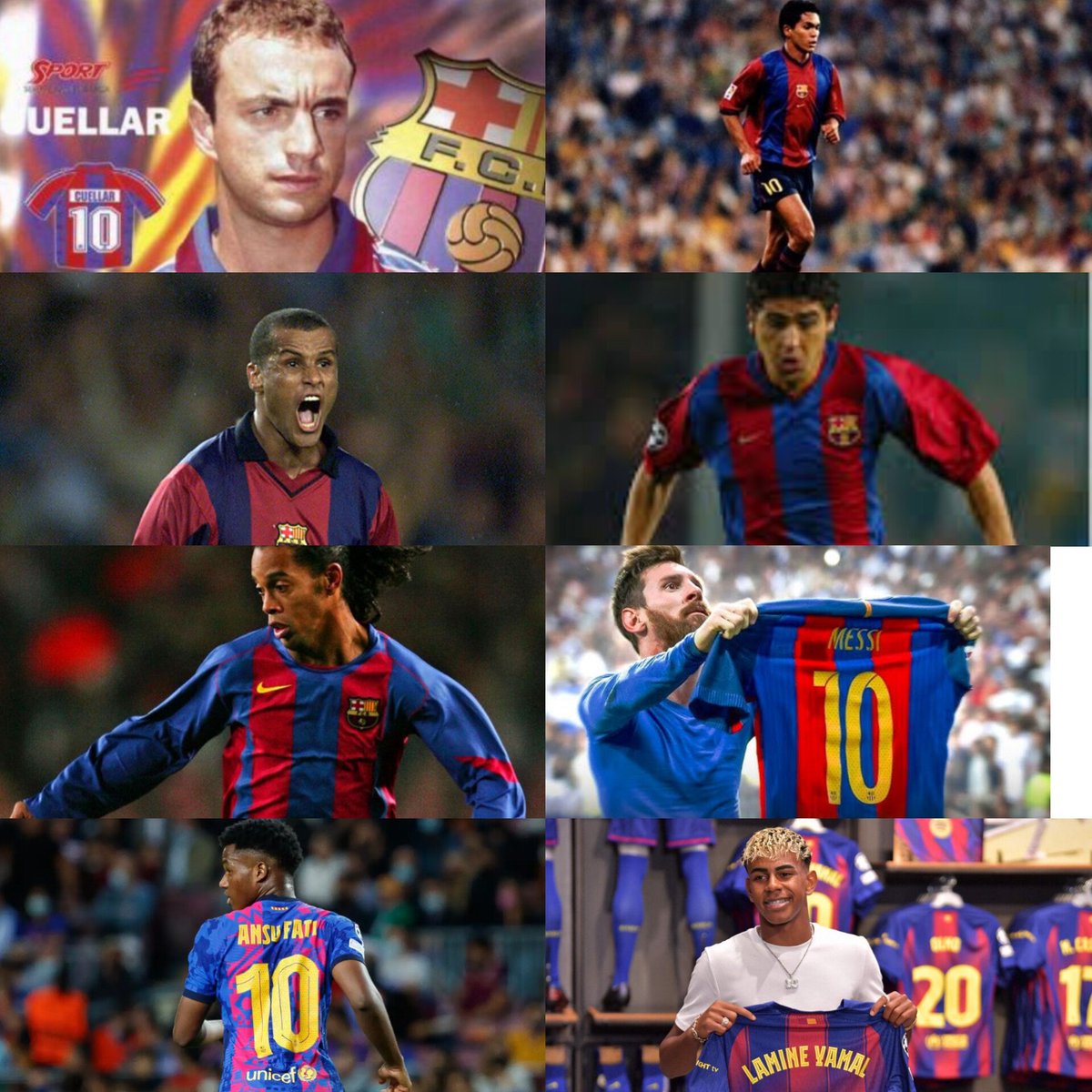 Todos los 10 del <a href="/FCBarcelona/">FC Barcelona</a> desde que los números son fijos. #El10delBarça