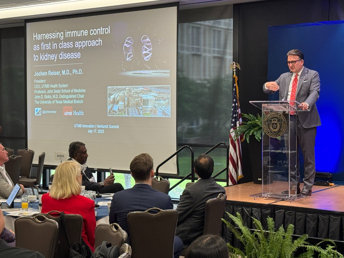 utmbhealth's tweet image. UTMB Health hosted VentureX Summit, a one-day event on the future of biotech & health innovation. Dr. Gupta, VP @UTMBinnovations & Commercialization, & Dr. Reiser, @UTMBPresident & CEO of @UTMBHealth, highlighted UTMB’s research & real-world impact. utmb.us/e8o