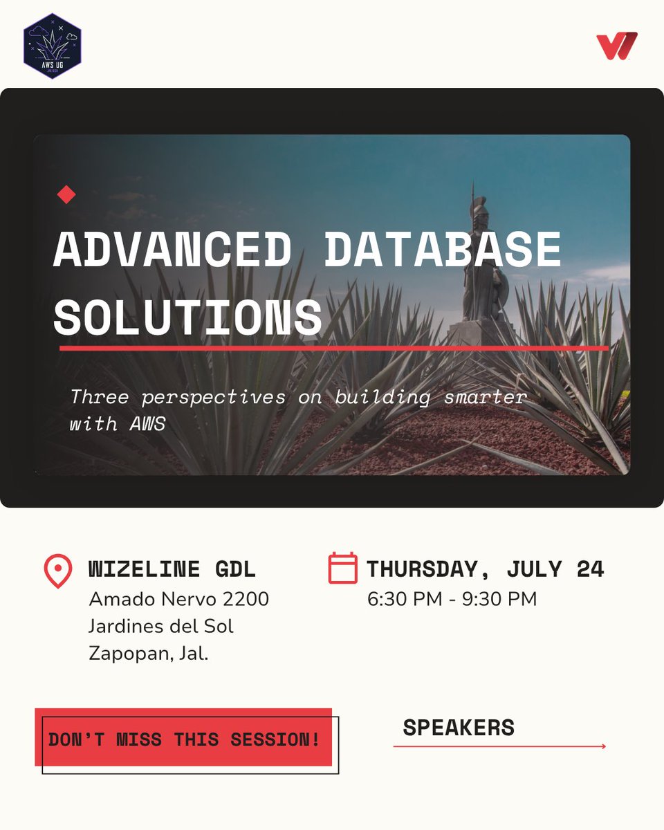 wizelineglobal's tweet image. 🚀 Join us for Advanced Database Solutions, a meetup in collaboration with AWS User Group Jalisco.

3 talks on IAM auth, Amplify data design &amp;amp; Blue/Green deployments.

📍 Wizeline GDL
🗓 July 24, 6:30 PM

🔗 Save your seat: bit.ly/4oe3kHl 

#AWS #AWSMeetup