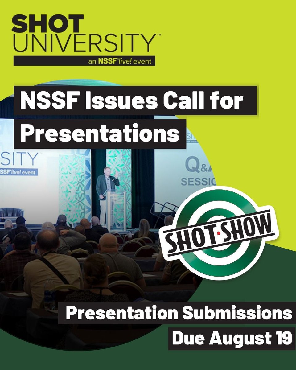 nssfshotshow's tweet image. Got industry expertise worth sharing? #SHOTUniversity wants to hear from you. 🎓
We're looking for practical #SHOTShow presentations on compliance, marketing, training & digital strategies that solve real challenges.
Submit by Aug 4: education@nssf.org
shotshow.org/shot-universit……