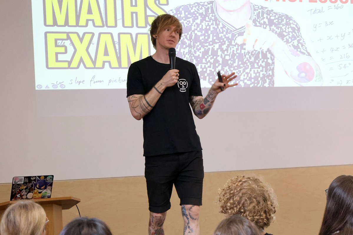 tomrocksmaths's tweet image. Another fun-filled afternoon talking all things maths with the students at St Clare’s Oxford. Well done to the budding mathematicians that figured out the countdown puzzle - and thank you for your suggestions of new maths exams for me try out! Argentina and Greece next up…