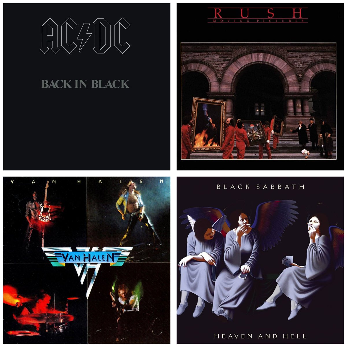 Sebyy71's tweet image. What is your favorite album and what is the runner-up?
馃憠 AC/DC - Back In Black
馃憠 Rush - Moving Pictures
馃憠 Van Halen - Van Halen (debut)
馃憠 Black Sabbath - Heaven And Hell