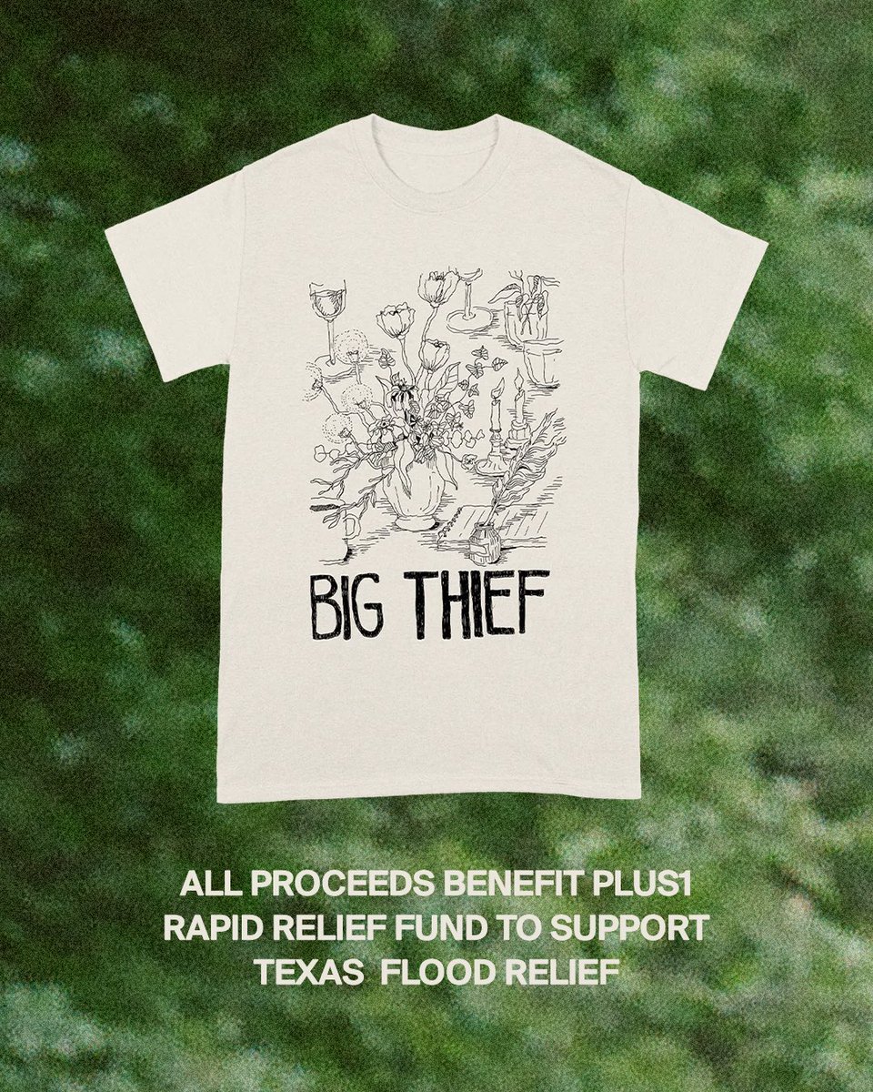 The Hill Country in Texas is very close to our hearts and it’s always been a home to us. So many people we know and love have been affected, with loss on all levels. To support flood relief, all proceeds from this shirt go to the PLUS1 Rapid Relief Fund: store.bigthief.net/collections/fe…