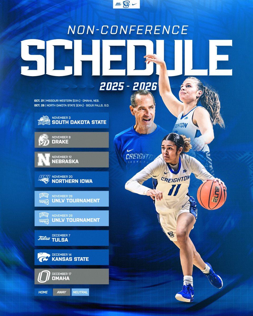 CreightonWBB's tweet image. Our 2025-26 Non-Conference Schedule is here!
📰 gocreighton.com/news/2025/7/18…
#GoJays