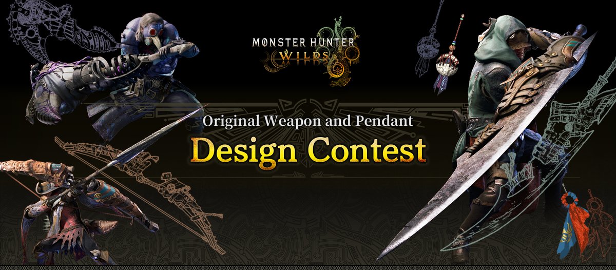 monsterhunter's tweet image. The community vote portion of the #MHWilds Design Contest has now concluded. Thank to you everyone who voted and supported their favorite entries!
Stay tuned for an announcement of the 8 weapon and pendant finalists to come on July 25!