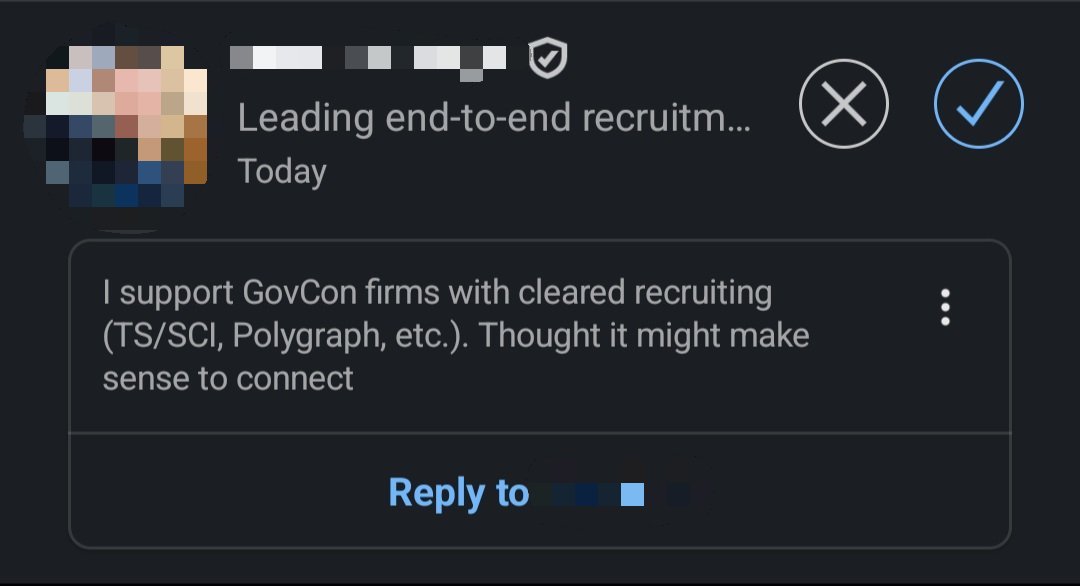 YukonK9's tweet image. I'm sorry, why do we have U.S. TS/SCI clearance recruiting federal contractor firms with employees working remotely from a foreign country? How is this allowed????
