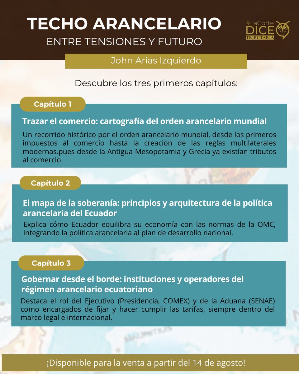 📚 Se acerca el lanzamiento de nuestro libro sobre Techo Arancelario y queremos compartirte un adelanto de los tres primeros capítulos.

Muy pronto conocerás también la segunda parte del libro.

📍Disponible para la venta a partir del 14 de agosto.

<a href="/lacortediceEC/">La Corte Dice</a> <a href="/john_arias_izq/">John Arias Izquierdo</a>