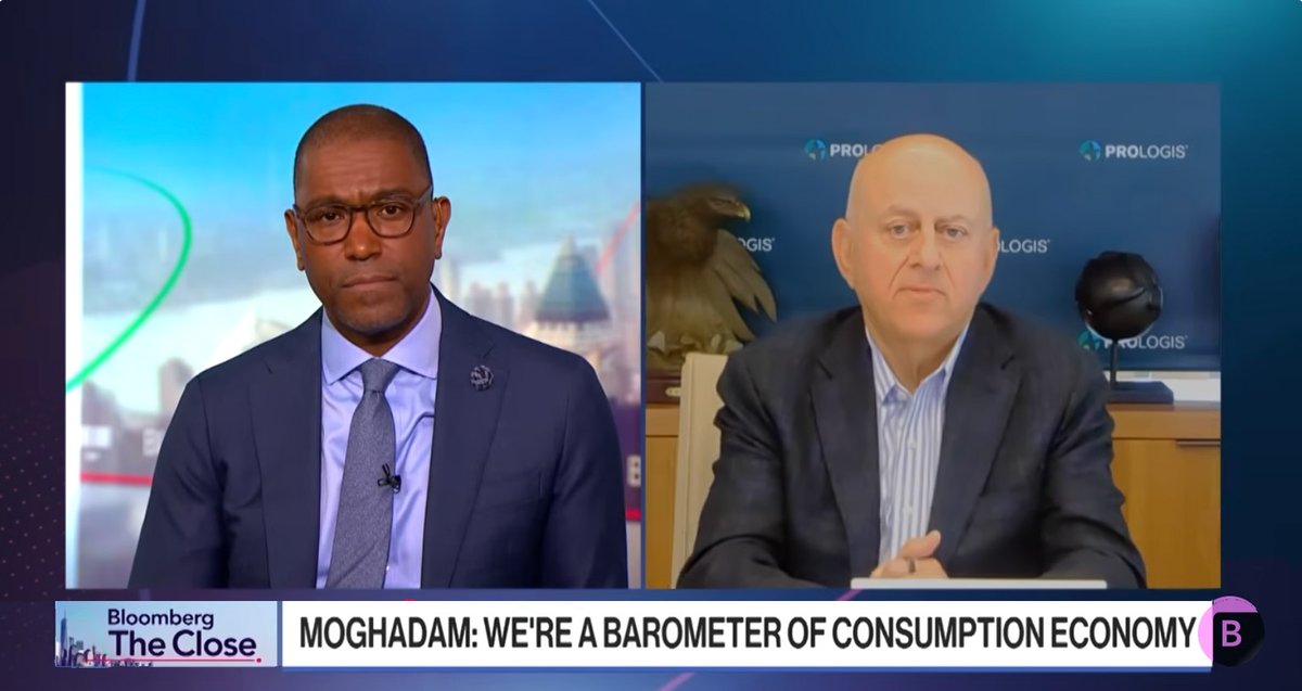Prologis's tweet image. “Your business affects us all — everything that we are wearing today, at some point or another, probably crossed through one of your warehouses,“ said Romaine Bostick on The Close.
Our business is about consumption. If the consumers are consuming, businesses must deliver the…
