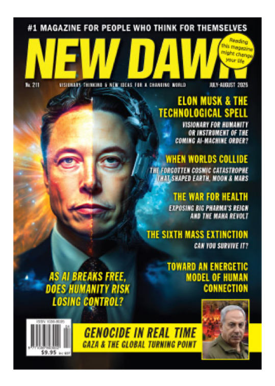 In turbulent times, where do you turn for real understanding? For insights that illuminate, rather than merely inform?
New Dawn #211 (July–Aug 2025) is required reading for navigating the shifts happening all around us. And it's OUT NOW.
