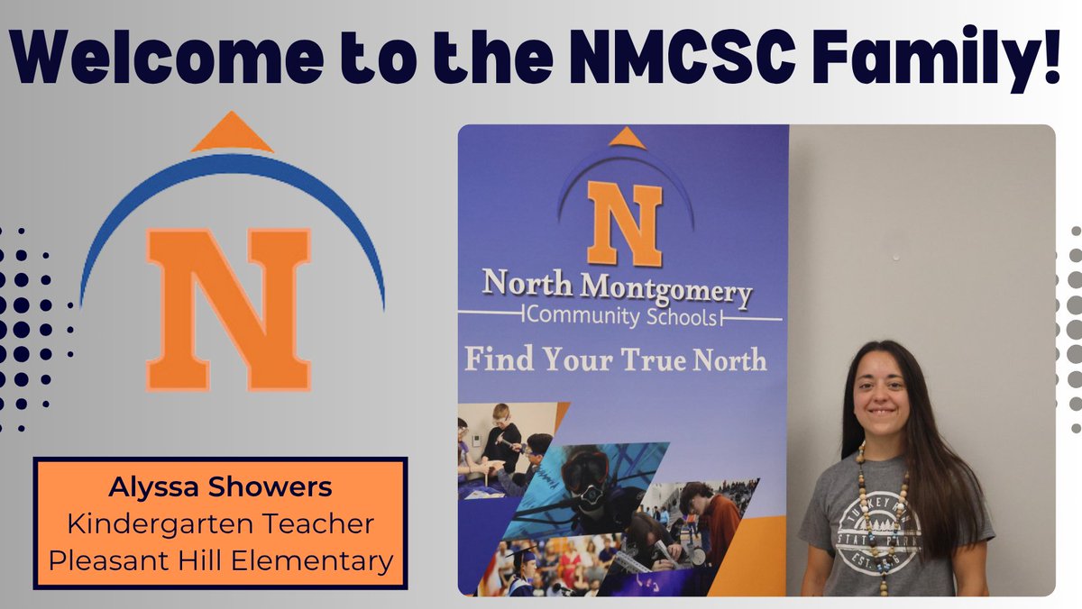 🚨 Welcome, Mrs. Showers!
Alyssa Showers is joining Pleasant Hill as a Kindergarten teacher! She’s married to Andrew (NMHS teacher) &amp; mom to Charlie &amp; Theo. 💙 She loves camping &amp; hiking and is excited to help her students excel in a loving and positive classroom! ⛺📚 #NMFamily
