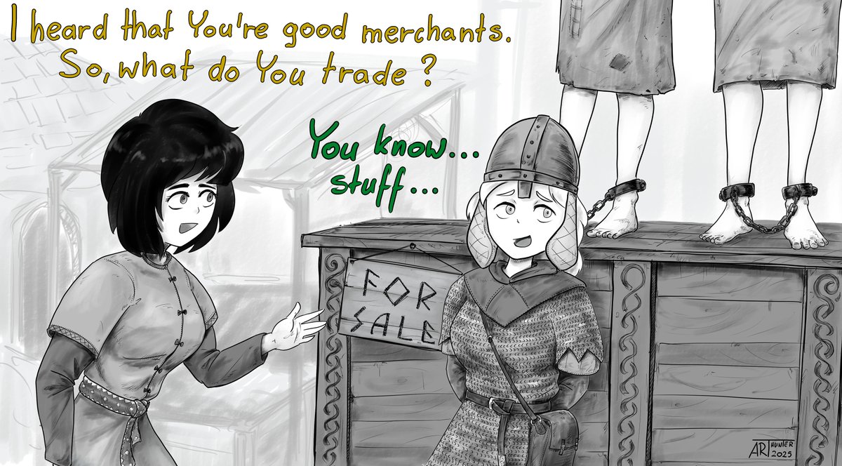 ARThunter_art's tweet image. Vikings are best known for their raids and plundering, but that's not entirely true. They were also skilled merchants, earning considerable income, and had quite extensive trade routes.