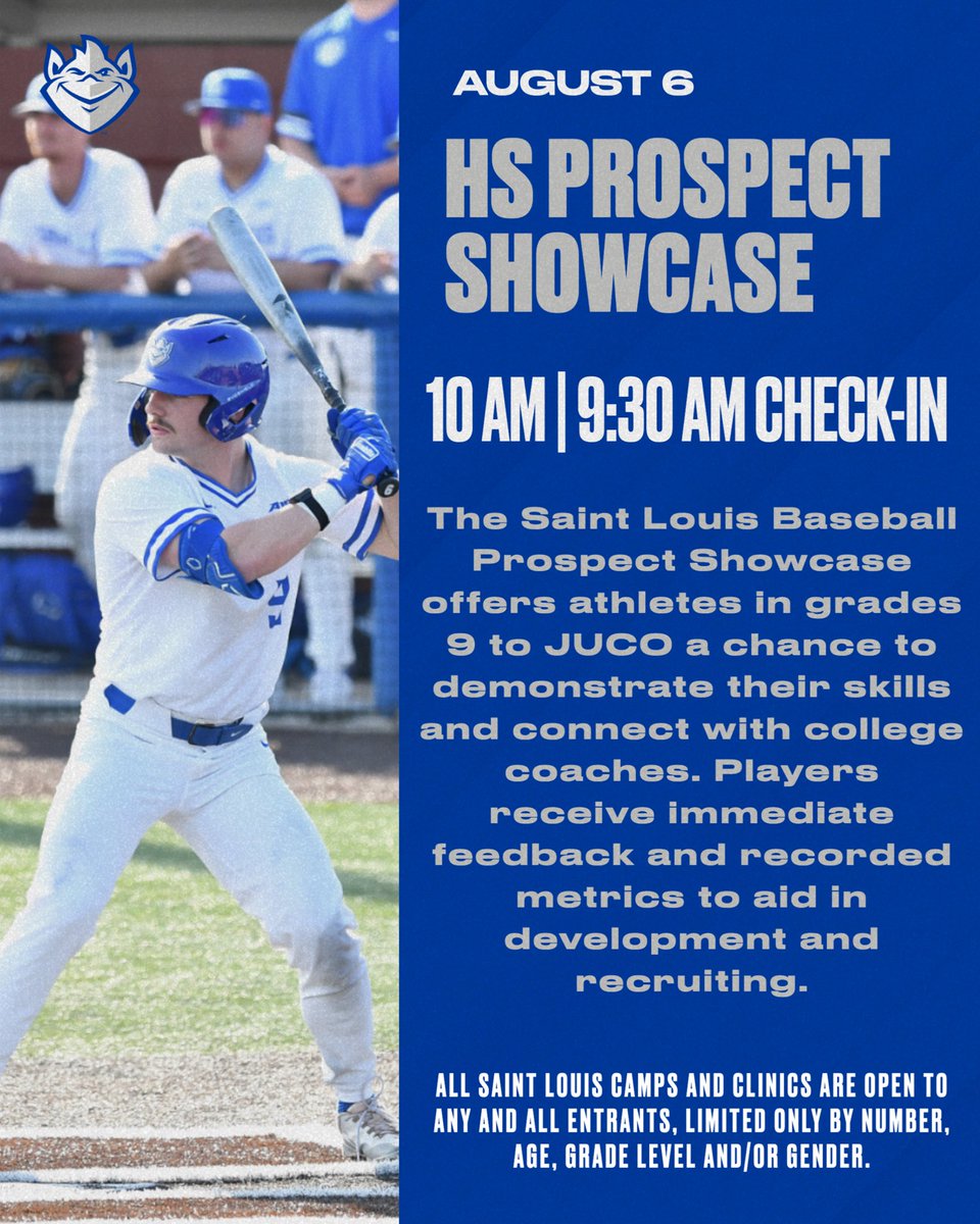 SLUBaseball's tweet image. Join us for our high school prospect showcase on August 6th! Register here: playnsports.com/organization/s…