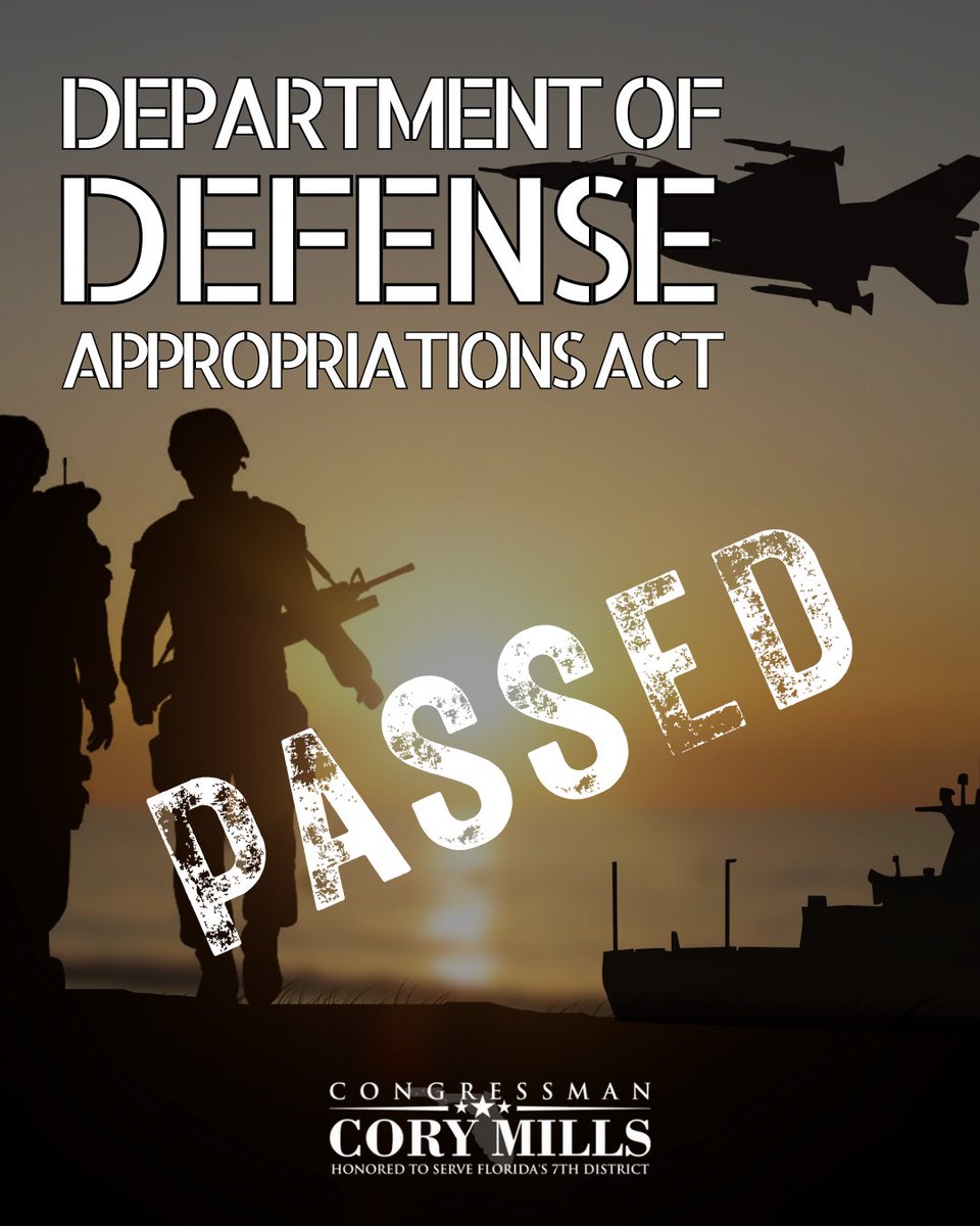 RepMillsPress's tweet image. As an Army veteran and Bronze Star recipient, I am proud to have supported the DoD Appropriations Act allocating $831.5B to bolster our military in line with our Peace Through Strength agenda.
🪖Gives a 3.8% pay raise for all military personnel
⚓️Allocates $36.9 billion for 28…