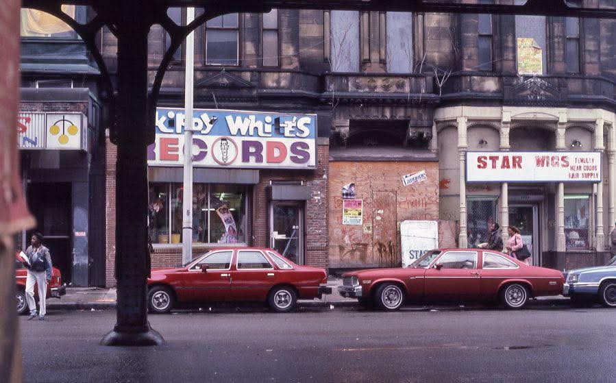 OldSchoolBoston's tweet image. Northampton Station (near Mass Ave./Washington Street), with Skippy White’s Records in the background: (Robert Welsh photo)