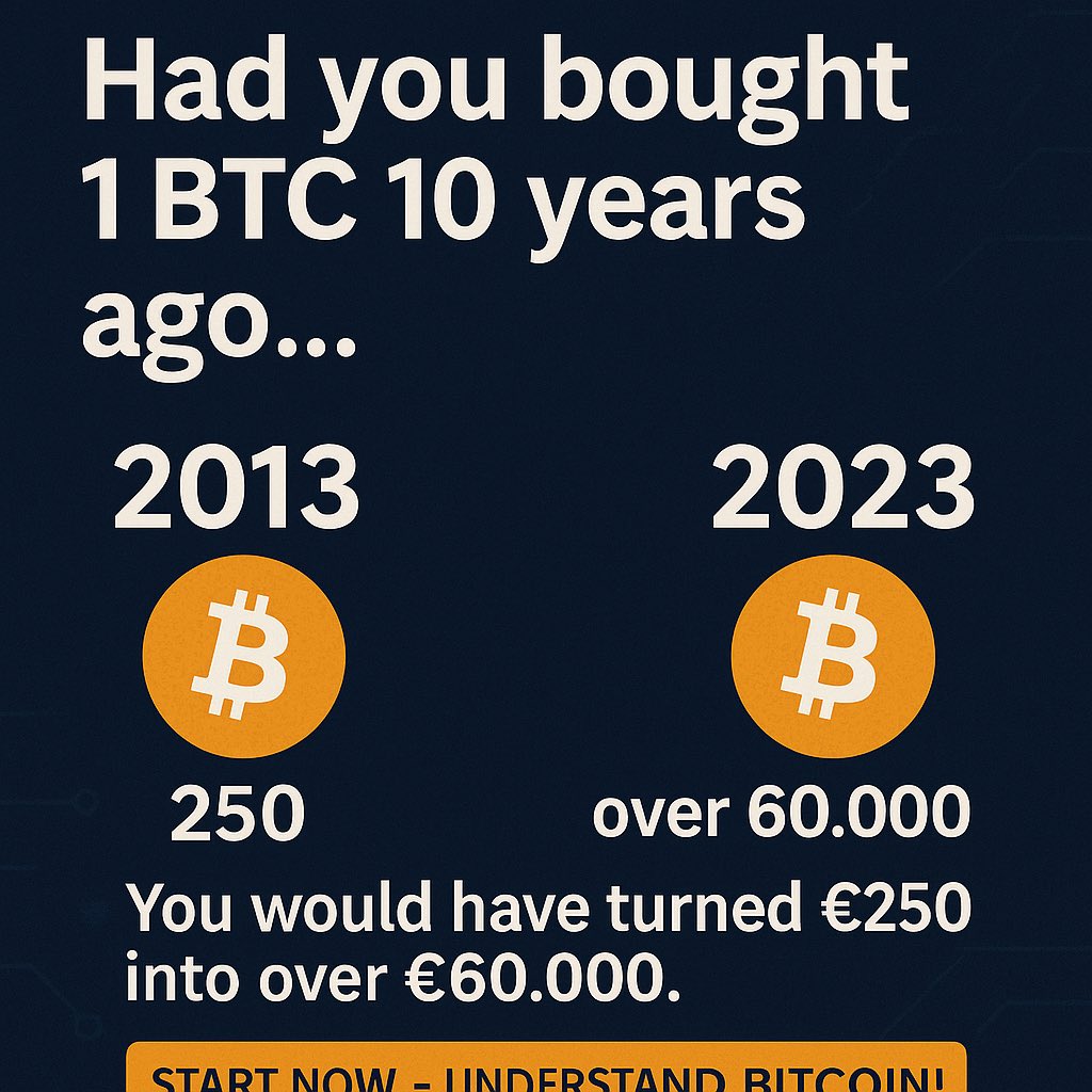 ToolHustleAM's tweet image. 🚀 Did you know that 10 years ago, 1 Bitcoin cost only about €250?
Today it’s worth tens of thousands.
📈 The best time to learn about Bitcoin was yesterday.
The second best time is now.

🔗 Start your Bitcoin journey here 
👉tinyurl.com/toolhustle

#Bitcoin #Crypto #Finance