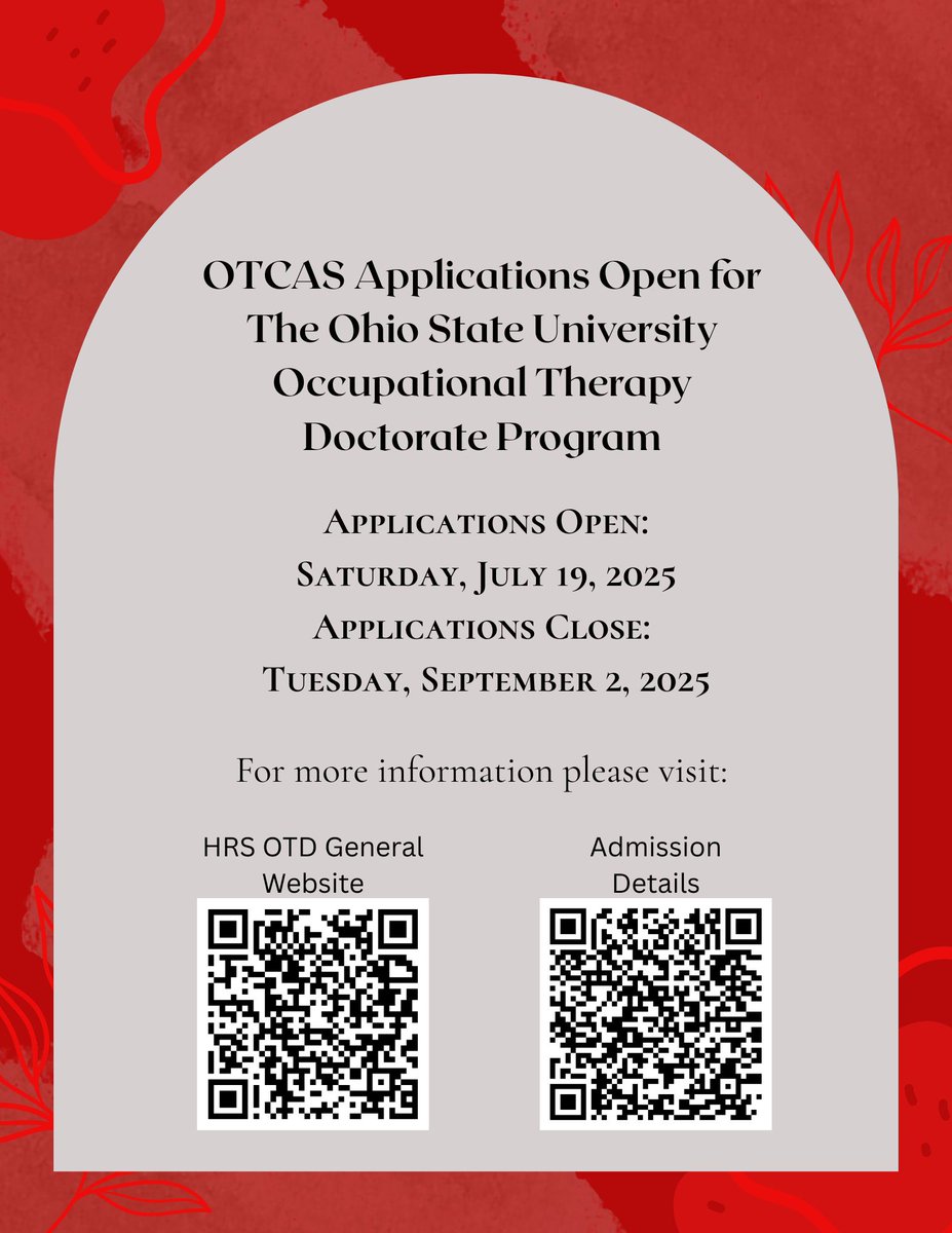 Excited to annouce that the date is finally here! Our applications open up tomorrow, July 19, 2025, and close on Tuesday, September 2, 2025. Good luck to all of our future OT's!