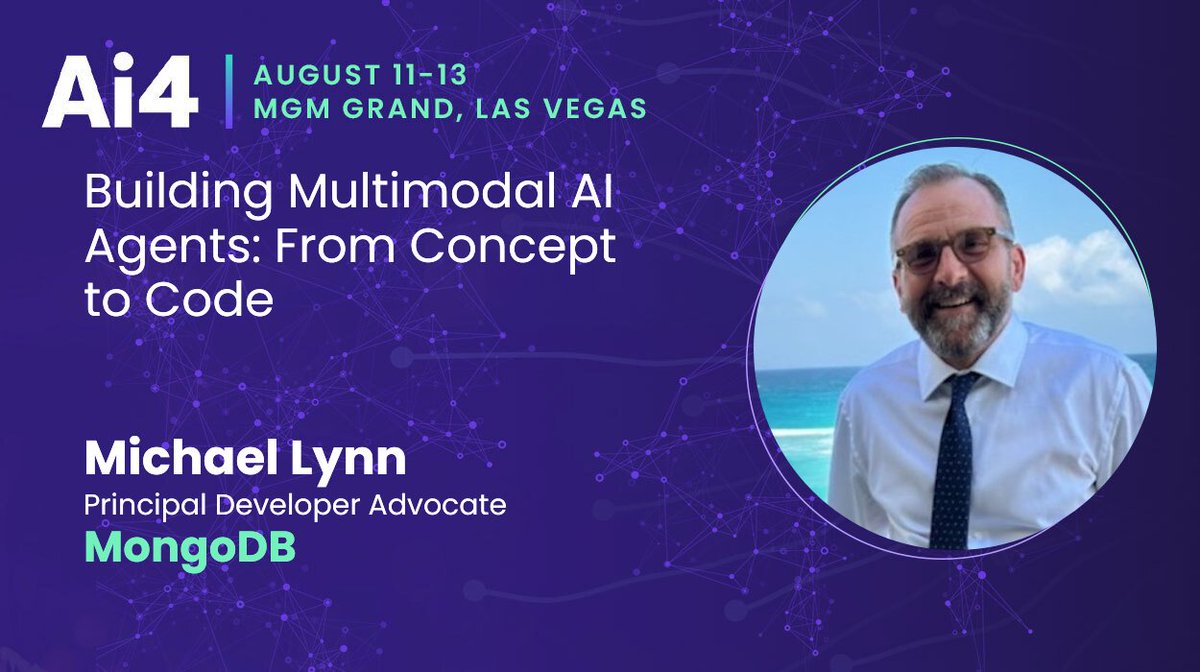 Attending <a href="/Ai4Conferences/">Ai4 - Artificial Intelligence Conferences</a> 2025 this August 11-13? Visit booth #401 to connect with the <a href="/MongoDB/">MongoDB</a> team.

Hear from Tengyu Ma on RAG in 2025 and get hands with <a href="/mlynn/">Michael Lynn</a> on with building multimodal AI agents.👇
mongodb.social/6019fBxgd