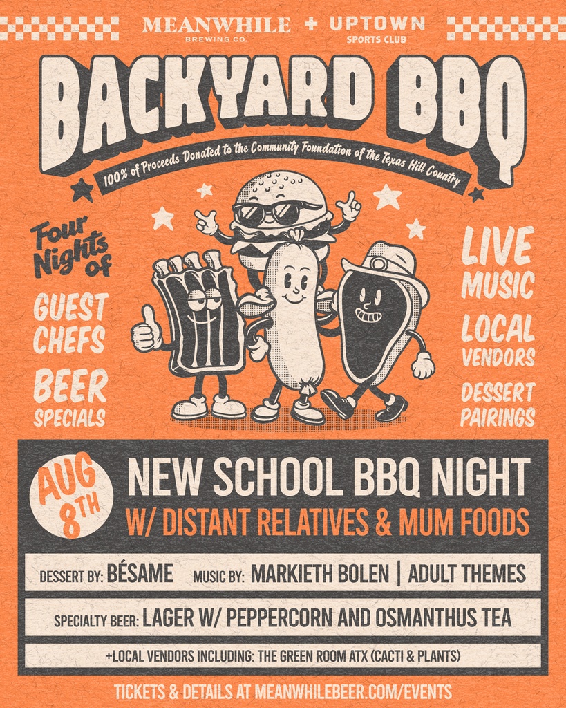 Night 1 of our Backyard BBQ kicks off next Friday!

Tickets at: meanwhilebeer.com/events
Merch Pre-orders available now at: meanwhilebeer.myshopify.com