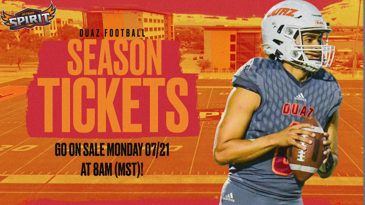 OUAZ Spirit (@ouazspirit) on Twitter photo <a href="/OUAZFootball/">OUAZ Football</a> Season Tickets go on sale Monday (07/21), at 8AM (MST)!
Be on the lookout for the post and the link to be part of the action!
#WeAreOUAZ <a href="/OUAZFootball/">OUAZ Football</a> Season Tickets go on sale Monday (07/21), at 8AM (MST)!
Be on the lookout for the post and the link to be part of the action!
#WeAreOUAZ