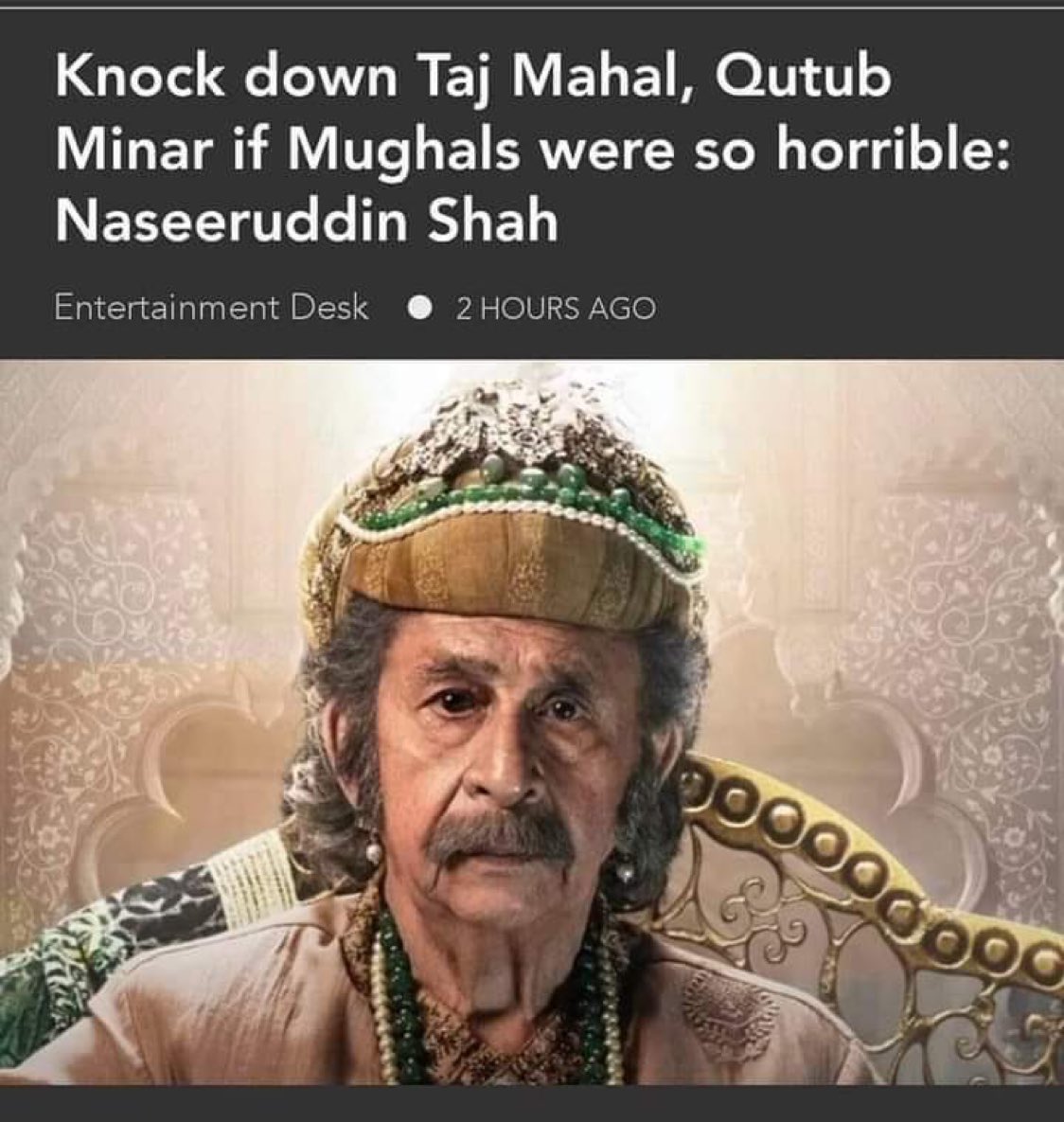 🚨 Full support!

🙏🏽🙏🏽 Naseeruddin Shah. Agreed that India must get rid of all the symbols of Islamic invaders.