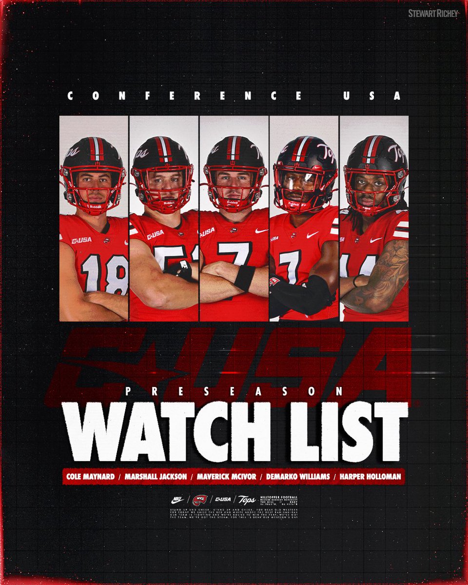 WKUFootball's tweet image. ๐๐จ๐ฆ๐ ๐ฃ๐ฟ๐ฒ๐๐ฒ๐ฎ๐๐ผ๐ป ๐ช๐ฎ๐๐ฐ๐ต ๐๐ถ๐๐ โ๏ธ
5๏ธโฃ Hilltoppers have been named to the @ConferenceUSA Preseason Watch List
๐ฒ bit.ly/3TNff0I
#GoTops | #NoLimitsOnUs