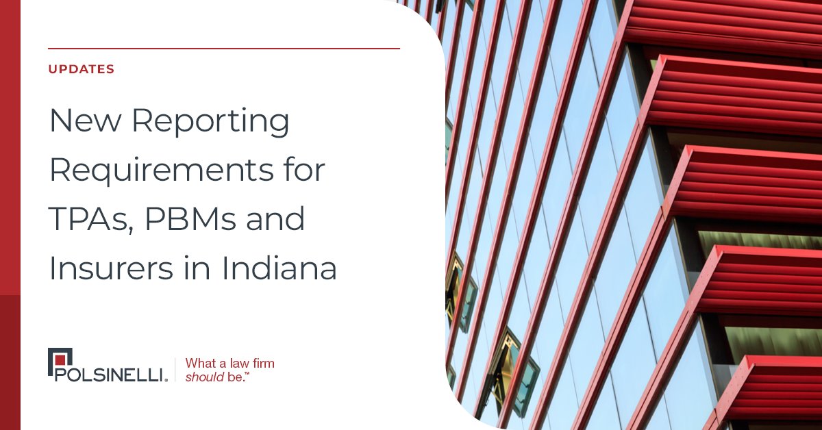 Polsinelli's tweet image. Insurers in Indiana are now required to annually report certain ownership information to the Indiana Insurance Department no later than August 30 of each year. Read about the new reporting requirements here: polsinelli.com/publications/n….
#insurance #tpas #insurers