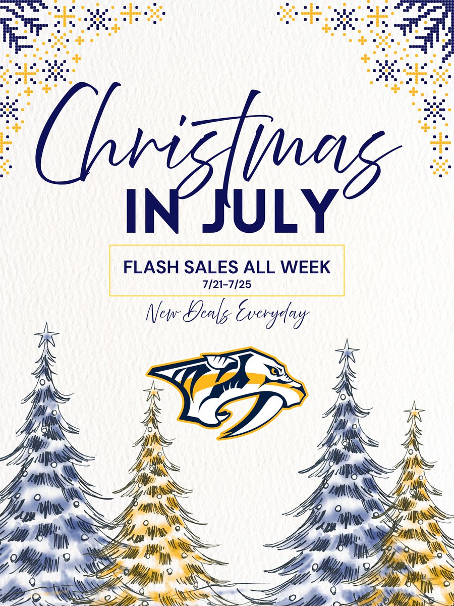 Christmas in July is here!🎄Gear up for a week full of flash sales and incredible deals coming your way from July 21-25. 

Keep those eyes peeled each day for our exciting sales!  #ChristmasInJuly #NashvillePredators
