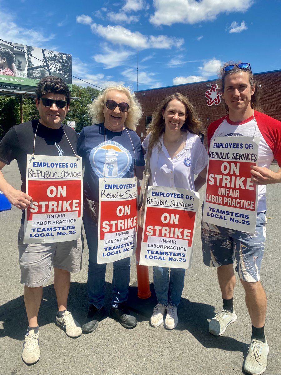 curtis4state's tweet image. Beautiful day to be out walking the picket line in Peabody with the Teamsters Union who are out on strike against the Republic Trash Haulers