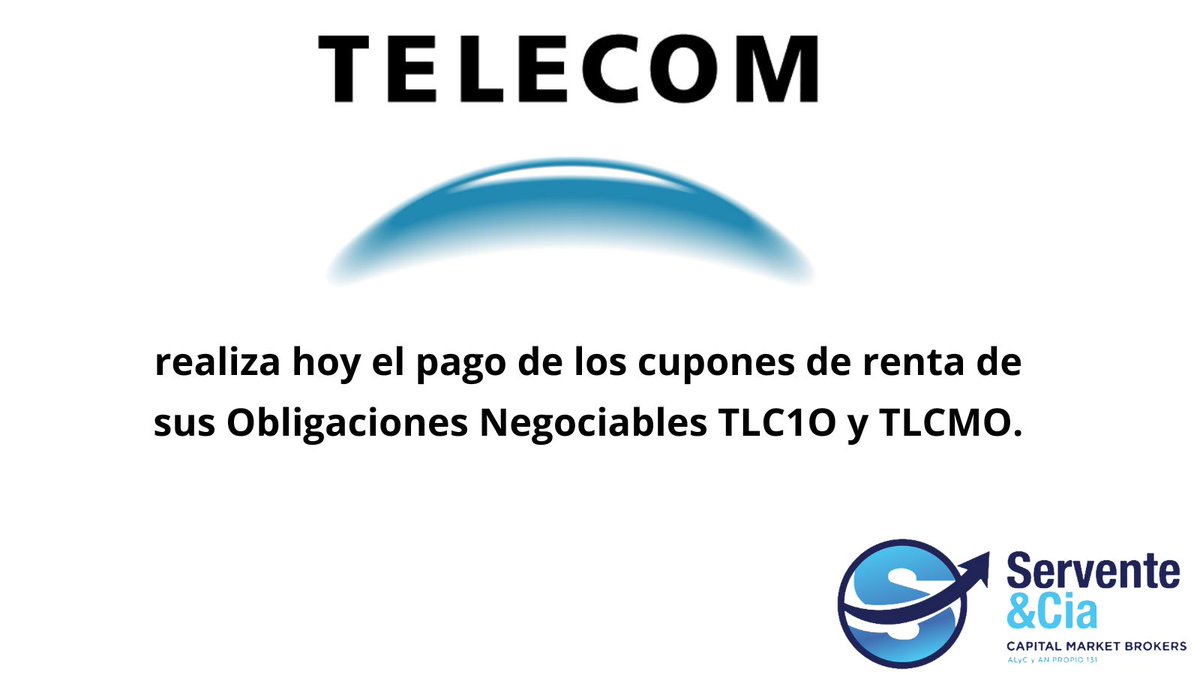 serventeycia's tweet image. #Inversores #Bolsa #Argentina #Aviso #Pago #Títulos #Privados #Empresas #Obligaciones #Negociables #Dólares #Telecom #Deuda #Privada #Cupones #Renta #Intereses #Tasas #Dólar #Divisas #BYMA #Servente #Finanzas #Inversiones #Mercados