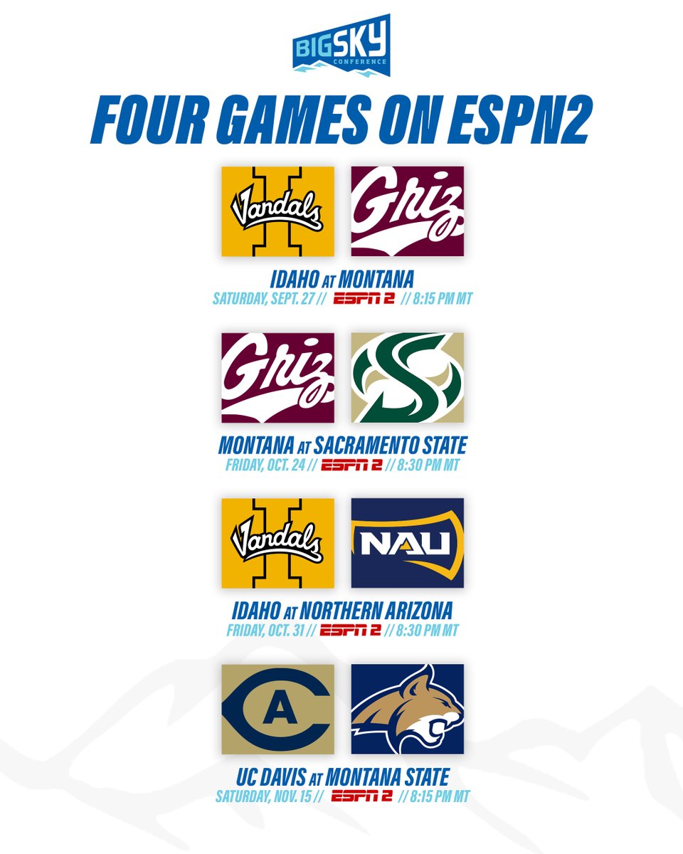Big Sky Conference (@bigskyconf) on Twitter photo National Television Schedule Update π
#ExperienceElevated National Television Schedule Update π
#ExperienceElevated