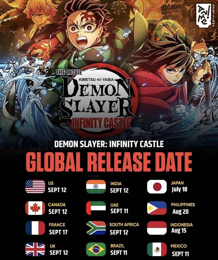 DemonSlayerPS's tweet image. INFINITY CASTLE MOVIE OFFICIAL RELEASE DATES !