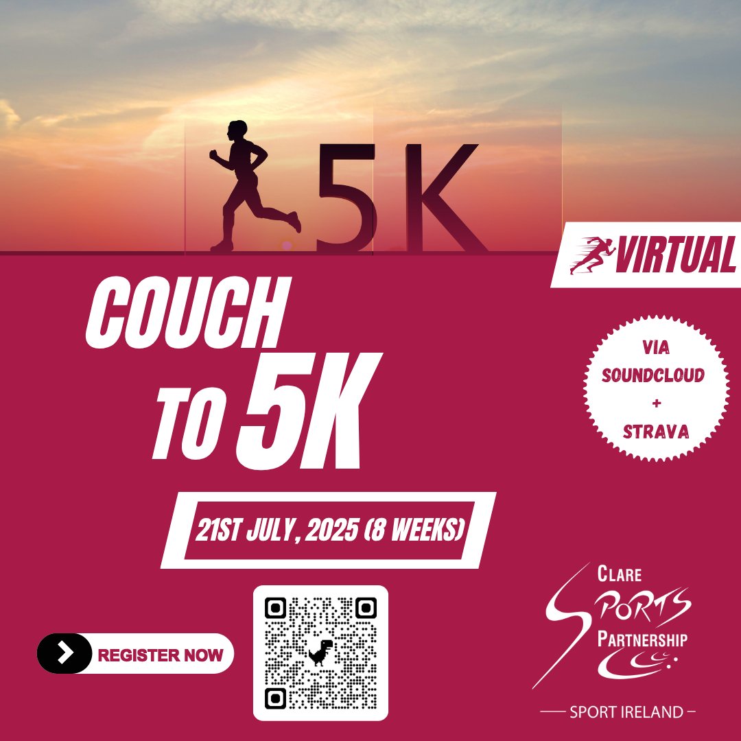 🚨 QUICK 🚨

There is still time to sign up to our Couch to 5K Virtual Run beginning on Monday! 🏃‍♂️

This is a FREE 8-week programme designed to help you gradually build up to running 5km at your own pace! 💪

Don't miss out 👉claresports.ie/event/the-clar…