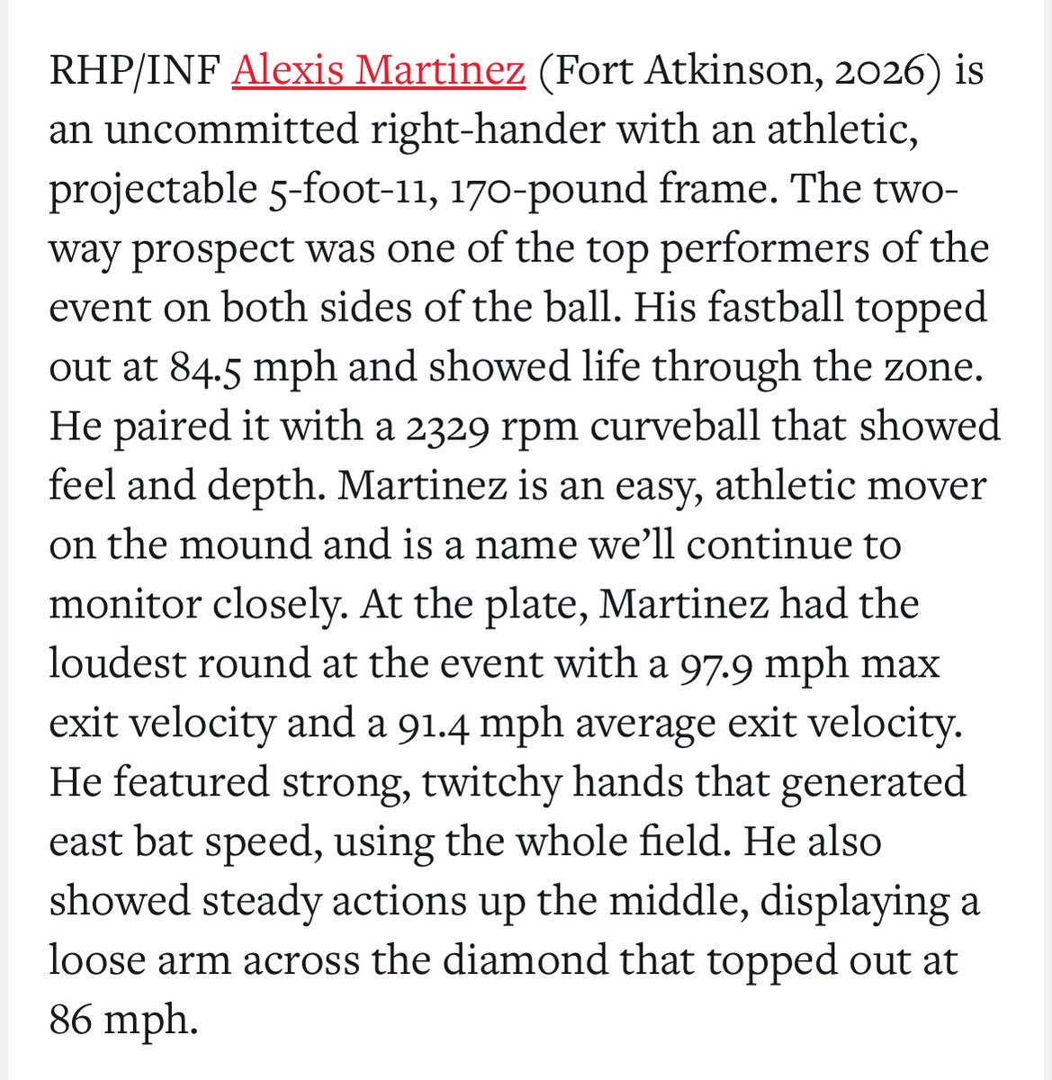 Thank you <a href="/PrepBaseballWI/">Prep Baseball Wisconsin</a> for the write up!