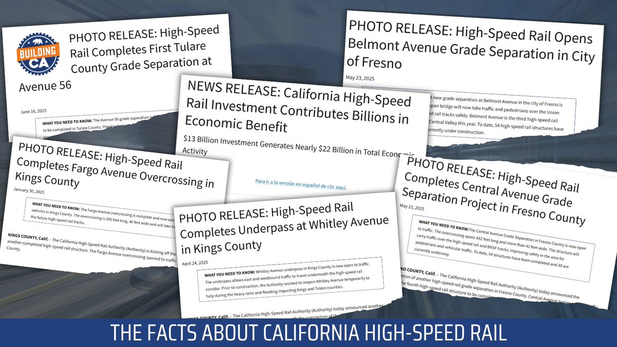 CaHSRA's tweet image. The stats don't lie - we're building America's only high-speed rail. 🚄⚡
#BuildHSR