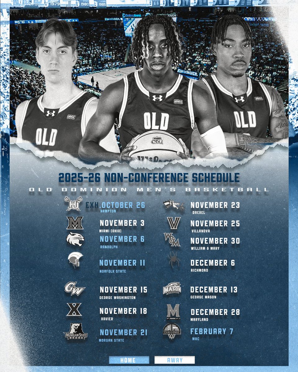 ODU_MBB's tweet image. We've got some games on the calendar! 📆
Take a peek at our 2025-26 non-conference schedule 👀👇
📰 - tinyurl.com/yr9mr5c6
#ODUSports | #ReignOn | #Monarchs