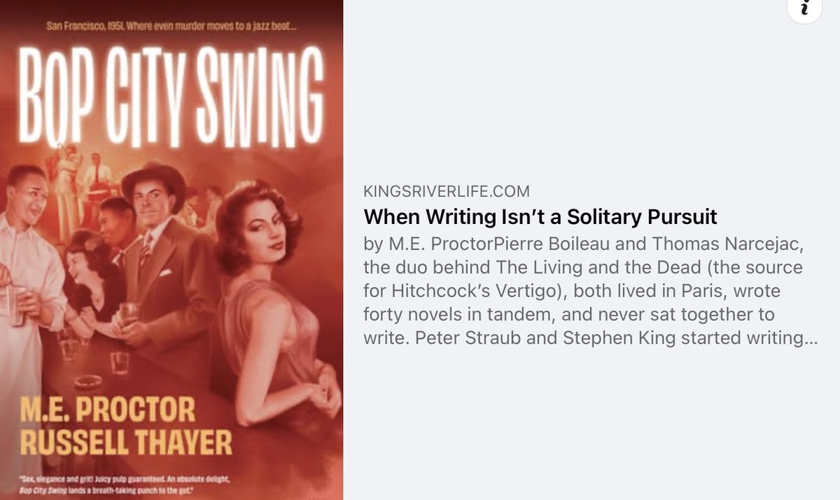 MEProctor3's tweet image. An article at Mystery Maze @KingsRiverLife today, talking about writing in collaboration. kingsriverlife.com/07/16/when-wri…