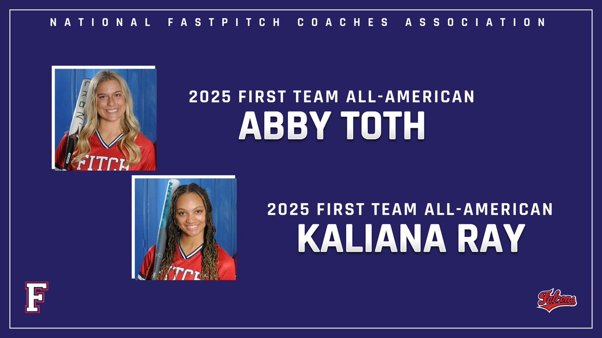 Congratulations to Abby Toth and Kaliana Ray on being named First Team All-Americans by the National Fastpitch Coaches Association for the 2025 softball season! Way to go, ladies! #FalconPride