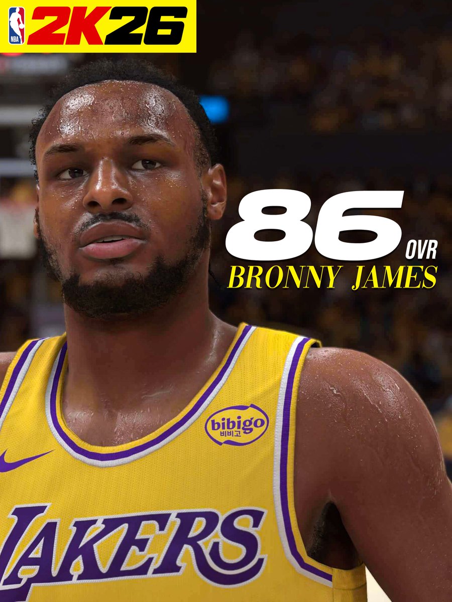 2K26Centel's tweet image. BREAKING: Bronny James will be an 86 Overall in NBA 2K26.
Higher overall than Cooper Flagg. 🤯
#NBA2K26