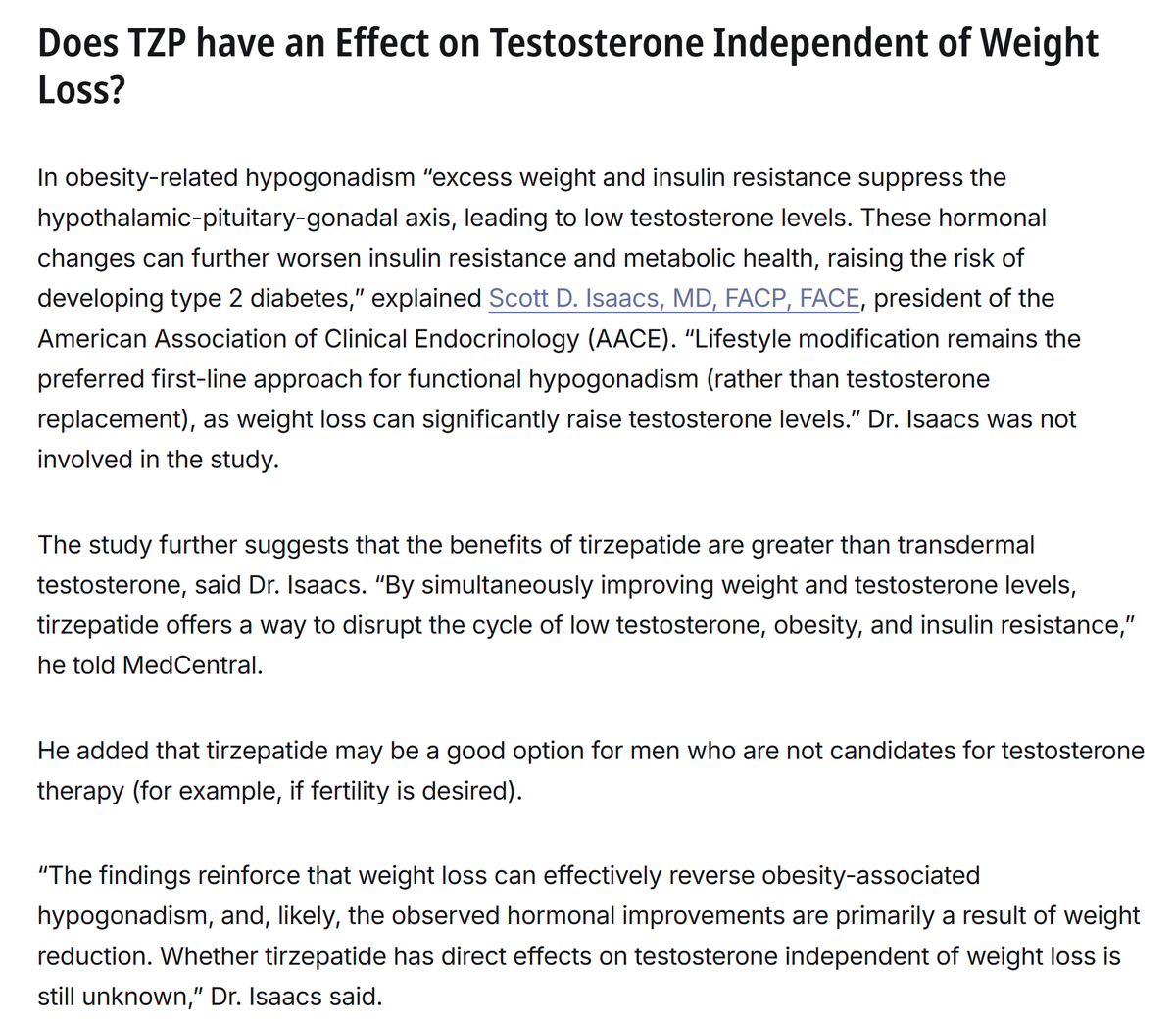 scottisaacsmd's tweet image. Tirzepatide improves metabolic hypogonadism better than transdermal testosterone according to this study presented at #ENDO2025. Always happy to give my comments for MedCentral.
medcentral.com/endocrinology/…