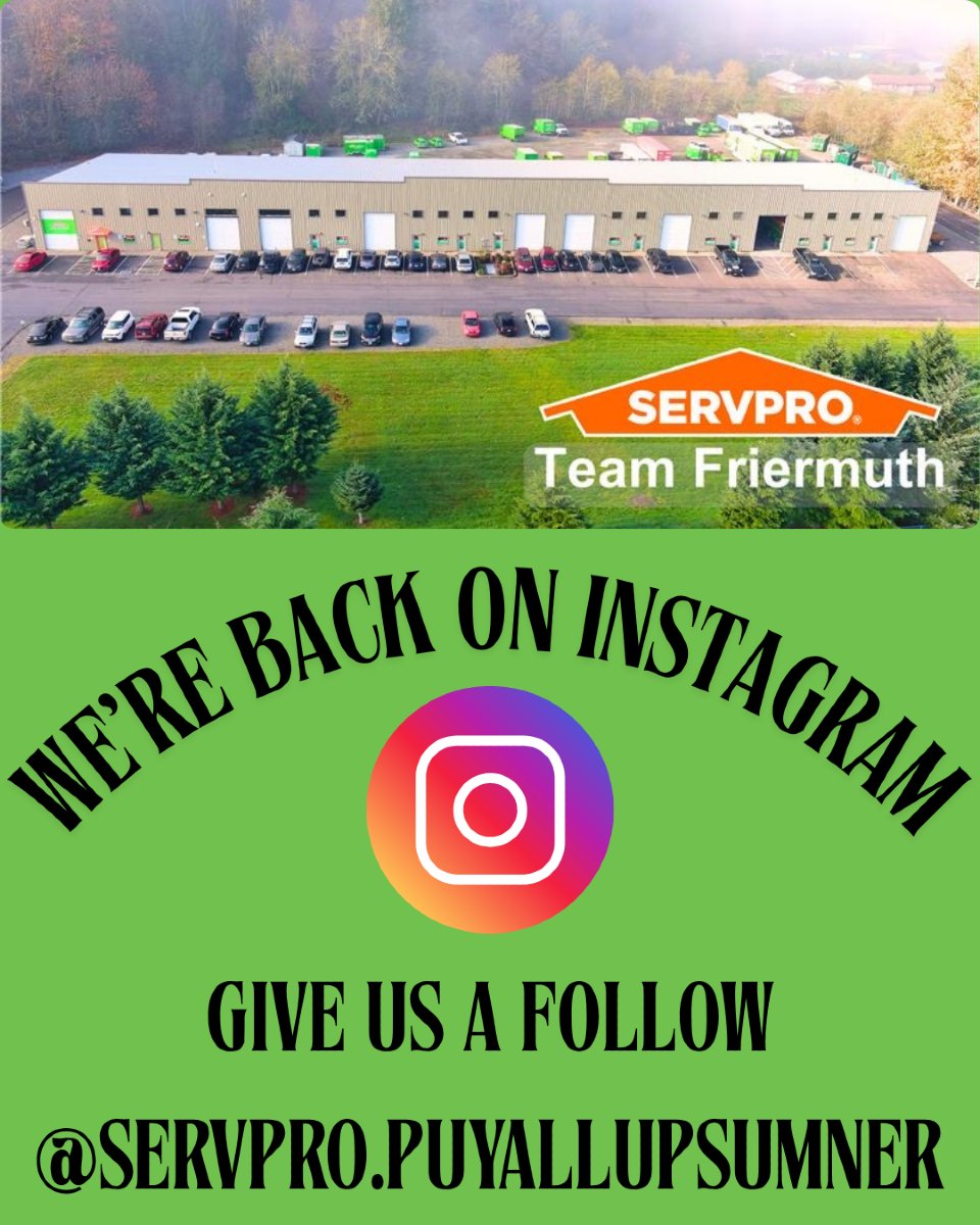 📢 We’re officially back on Instagram! Follow along for tips, team highlights, and all things restoration.

💚🧡 Give us a follow 👉 @servpro.puyallupsumner

#SERVPROPuyallup #SumnerStrong #LikeItNeverEvenHappened