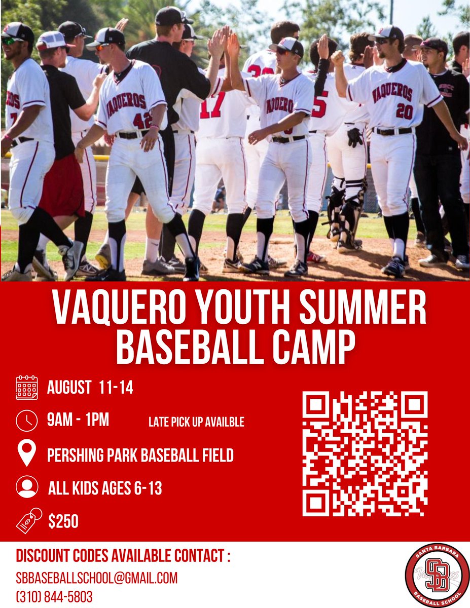 Last Camp of the Summer!
Register at info.collegebaseballcamps.com/vaqueros/