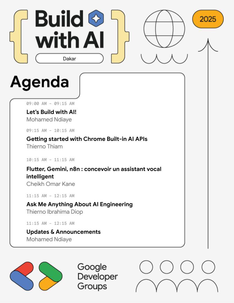 gdg_dakar's tweet image. Voici le planning de demain guys🔥
#GDGDakar #BuildWithAI
