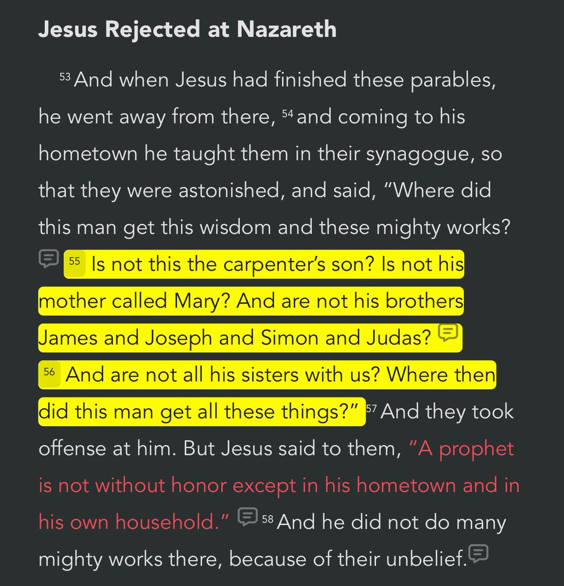 The Bible says that James, Jude, Simon, and Joseph were the brothers of Jesus. And context makes it incredibly clear they are speaking about biological brothers here.