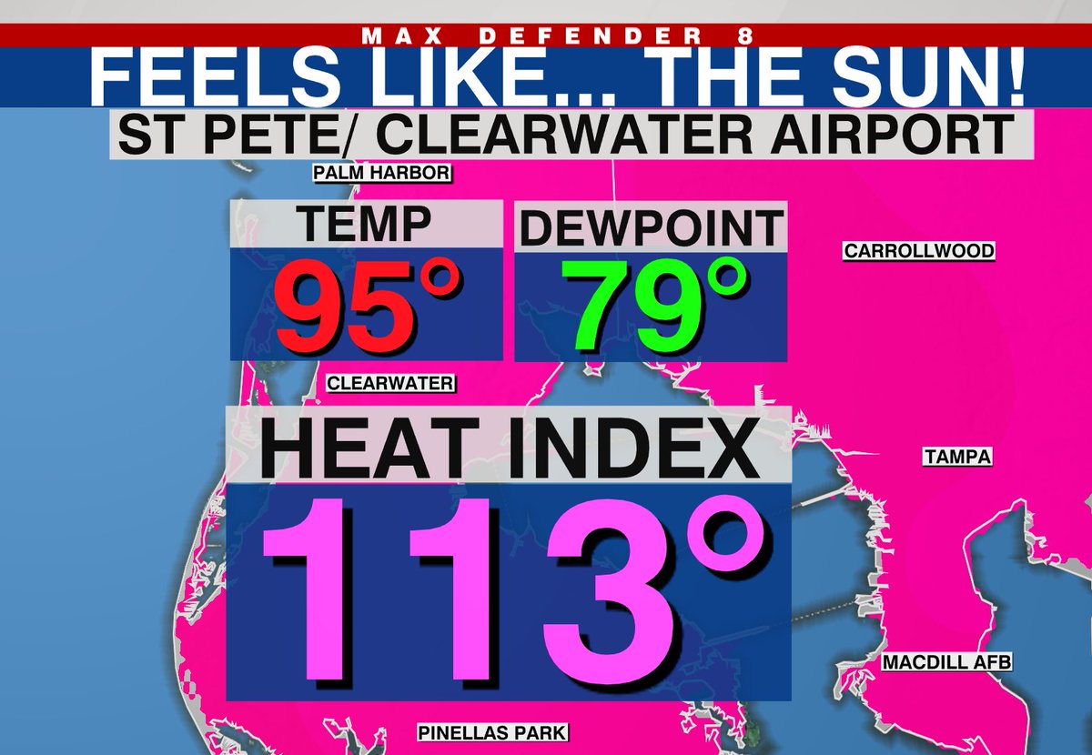 WeatherProf's tweet image. You alright... PIE?
Bay Area biggie sizing the heat this weekend!
Sweltering humidity and add some extra heat too.
Peak Feels Like temps near 110 this weekend!
Stay cool... @WFLA