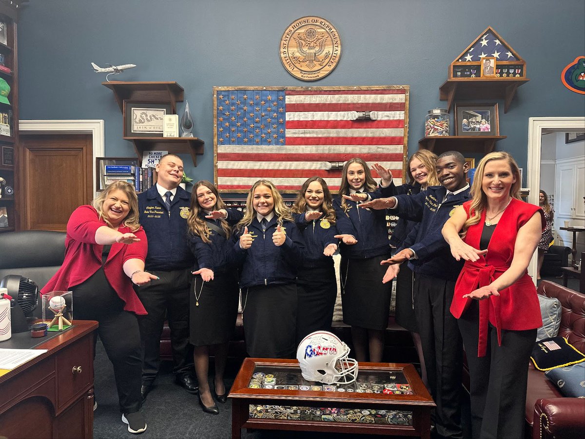 RepLaurelLee's tweet image. I was thrilled to meet some of Florida’s FFA students including students from Durant HS in Plant City, alongside @RepKatCammack.