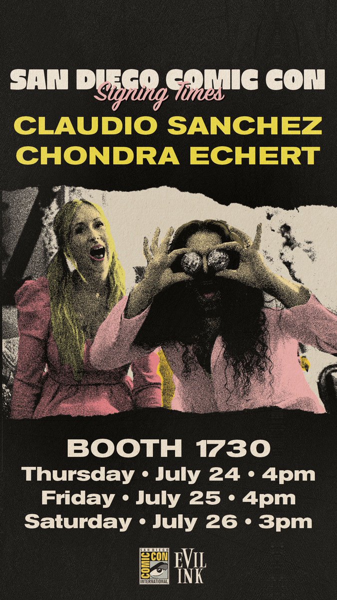 Who's going to be at San Diego Comic Con next weekend?! Make sure to stop by Booth 1730 to say hi, and don't miss out on the chance to get your books signed by <a href="/claudioPsanchez/">Claudio Sanchez</a> and <a href="/chonnye/">Chondra Echert Sanchez</a>! #sdcc #amorywars