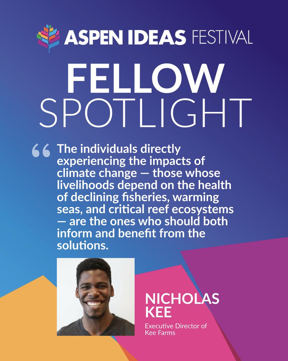 aspenideas's tweet image. Meet Nicholas Kee (@keenicholas), a 2025 Festival Fellow and the executive director of Kee Farms (@KeeFarmsHQ). He’s partnering with frontline fishing communities in Jamaica to grow seaweed, regenerate marine ecosystems, and create sustainable livelihoods. Learn how Kee’s network…