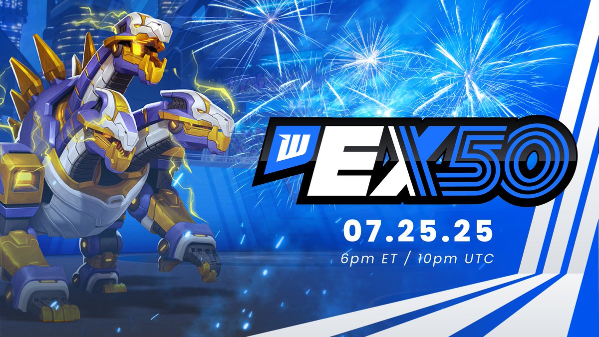 50 shows. One WILD CELEBRATION! 🥳

Paul, Katy, Brad, and Blake will be going live for EX50 featuring:

✅<a href="/PlayWildcard/">WILDCARD | Wishlist on Steam</a> Gameshow
✅Community Q&amp;A
✅Big Updates
✅Bigger Prizes

🗓️ July 25 at 6pm ET / 10pm UTC
🎥 Join on Thousands.TV