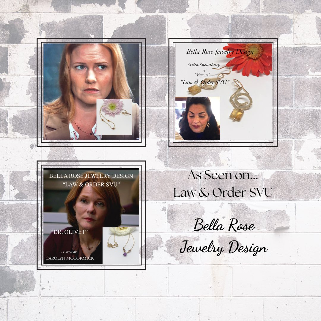 These are my pieces worn on Law &amp; Order SVU.  The earrings are no longer available but both necklaces are.  Get yours ⬇️

bellarosejewelrydesign.com/product-catego…